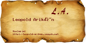 Leopold Arikán névjegykártya